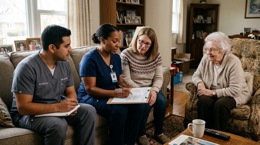 Choice Care skilled nursing and home health aide team supporting a heart failure patient in the Chicago suburbs
