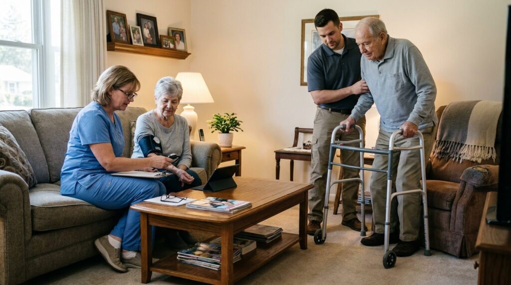 skilled nursing vs home health aide services provided at home